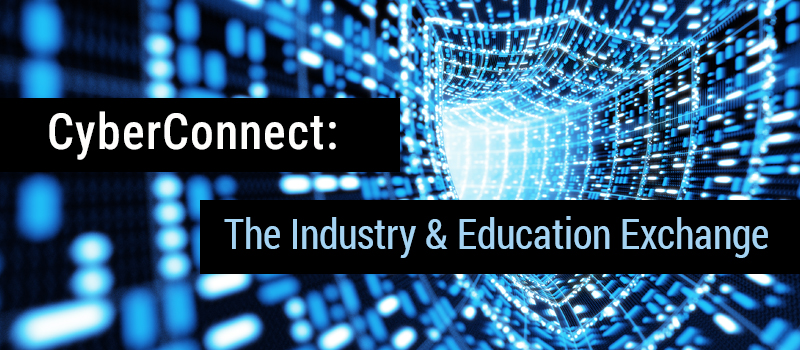 HCC CyberConnect: The Industry & Education Exchange, with a digital padlock graphic.
