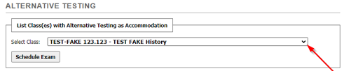 A drop down option to select your class.