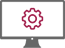 a drawing of a computer with a cog in the middle of the screen